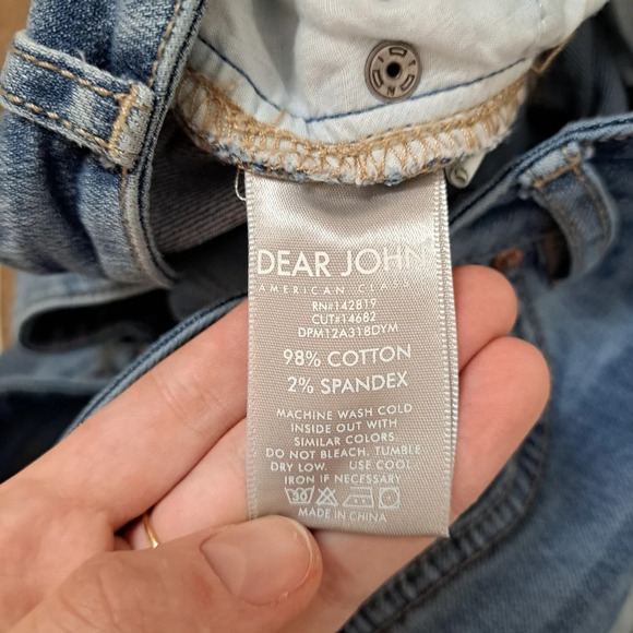 Dear John Classic Star Print Distressed Medium Wash Skinny Jeans Size 29 - Picture 6 of 7